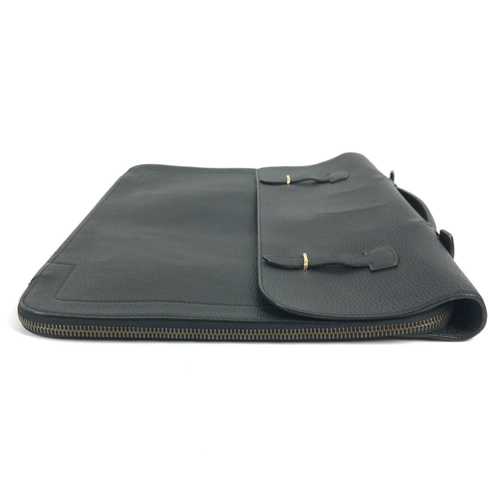 HERMES vintage Serviette Tote Bag Document Handbag Business bag Leather Black