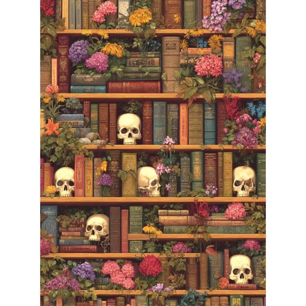 CHENISTORY Paint By Number Skull bookshelf Hand Painted Painting Art Drawing On Canvas Gift DIY Pictures By Numbers Kits Home De