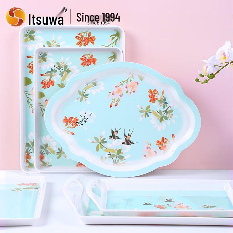 Скандинавский цветочный меламиновый маленький поднос с ручками