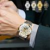 Мужские часы со стальным ремнем, автоматические механические часы