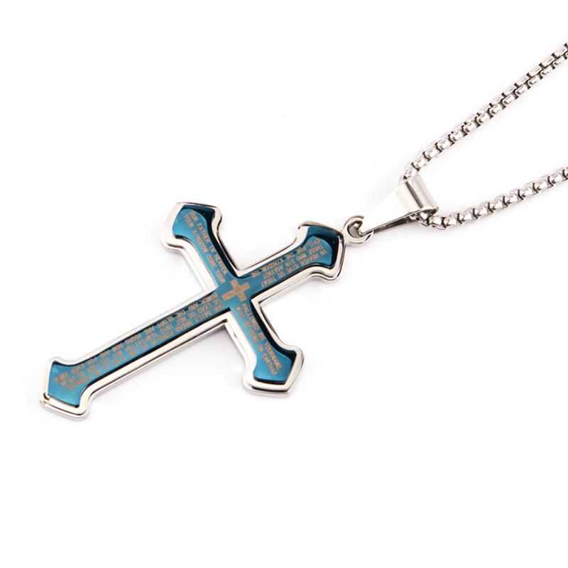Ювелирные изделия, модное многослойное многоцветное ожерелье с подвеской в ​​виде креста из нержавеющей стали в стиле панк