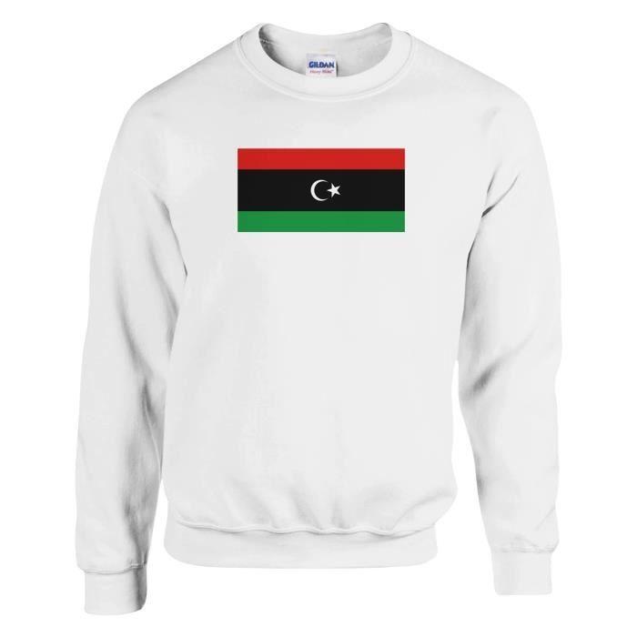 Sweat-shirt - PIXELFORMA - Drapeau de la Libye - Blanc - Manches longues - Mixte