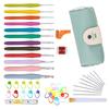 LIKENNY Crochet and Knitting Needles Set Lace Cute DIY Knitting Basic Kit with Row Tape Ring Sewing Stitch Count and Yarn Needles 45-Piece (12
