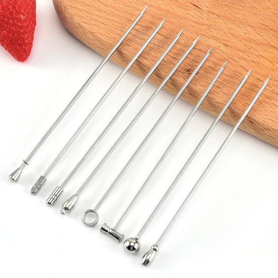 9 шт. Шпажки для коктейлей из нержавеющей стали, многоразовые палочки для мартини и фруктов, металлические зубочистки для вечеринки, кухни, KTV, свадьбы