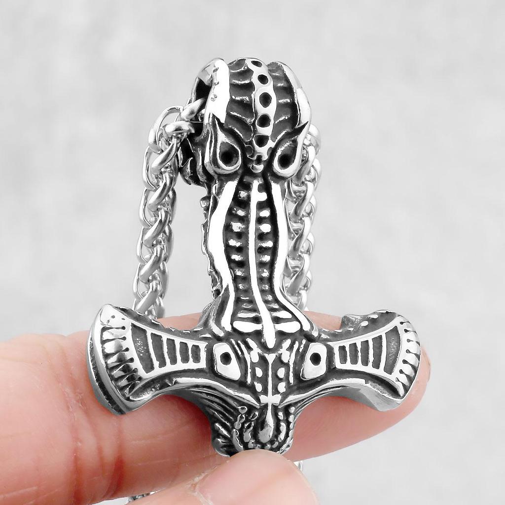 Скандинавский викинг из нержавеющей стали 316L, Викинг Мьельнир, скелет, молот Тора, руна, кулон, мужские уличные ювелирные изделия в стиле рок, аксессуары, мужской подарок BFF