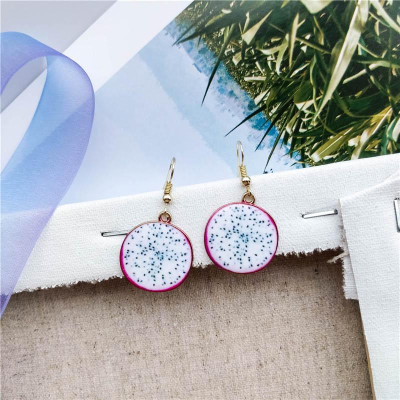 Cute Fashion Fruit Watermelon Strawberry Pendant Dangle Earrings for Women Sweet Kiwi Lemon Orange Drop Earrings Girl Jewelry
