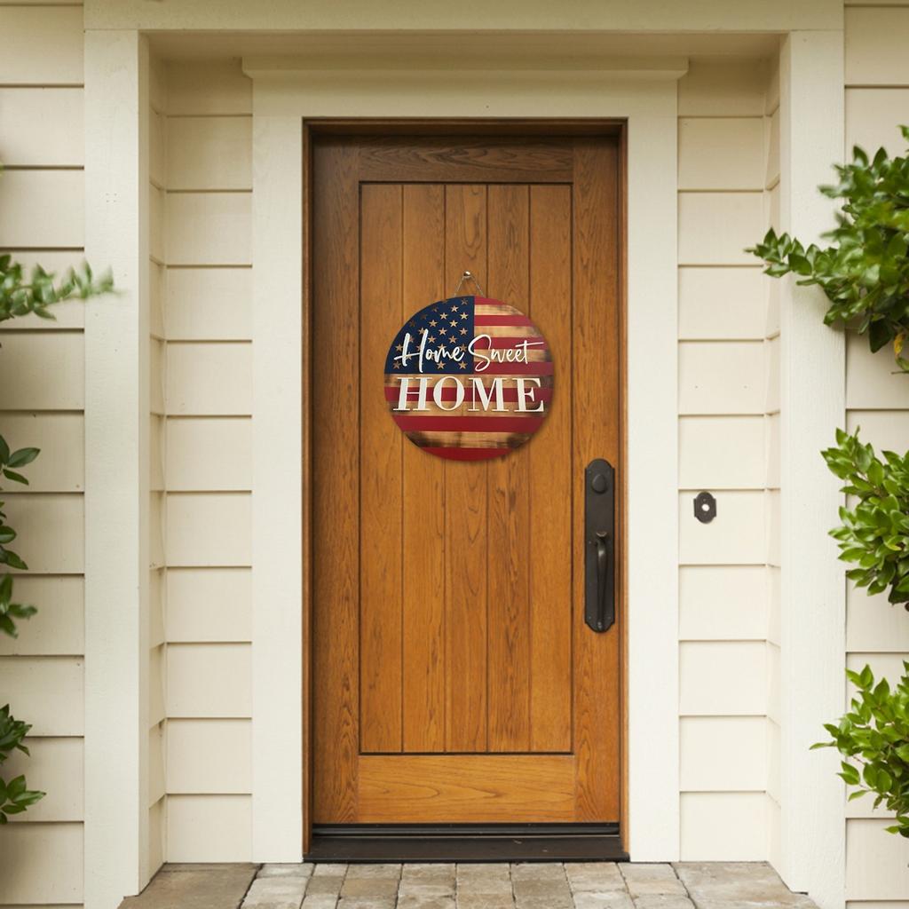 Wooden Welcome Door Sign Door Hanging Independence Day Holiday Decoration Home Sweet