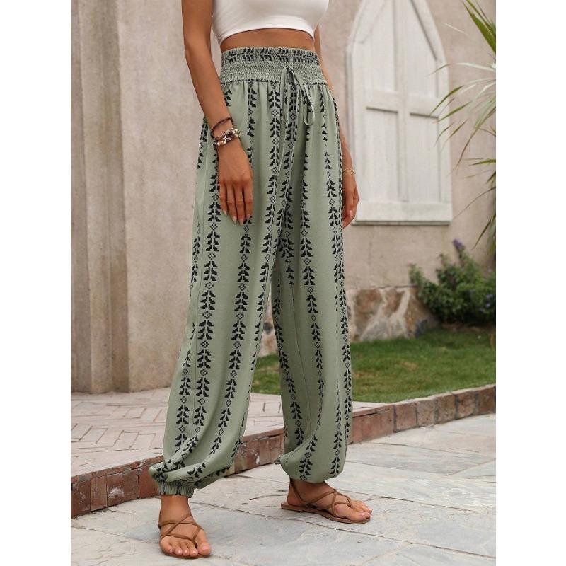 YYFS Women's Fashion Summer Spring Casual Geometric Print High Waist Trousers Pants & Capris