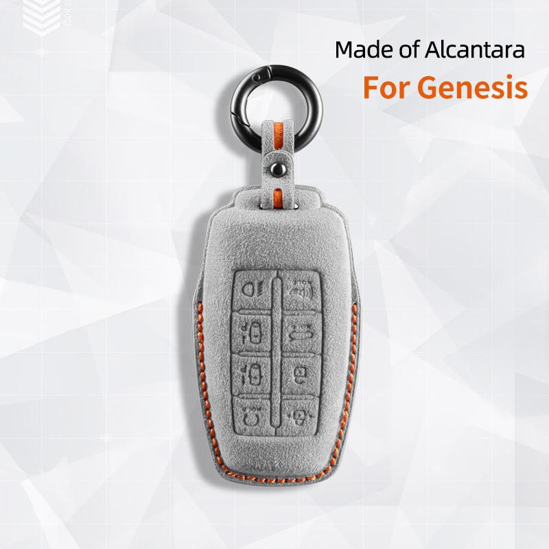 Alcantara Suede For Genesis G80 GV70 GV80 2019 2020 2025 2025 Car Key Case Auto Accessories Remote Keychain Shell Protectors