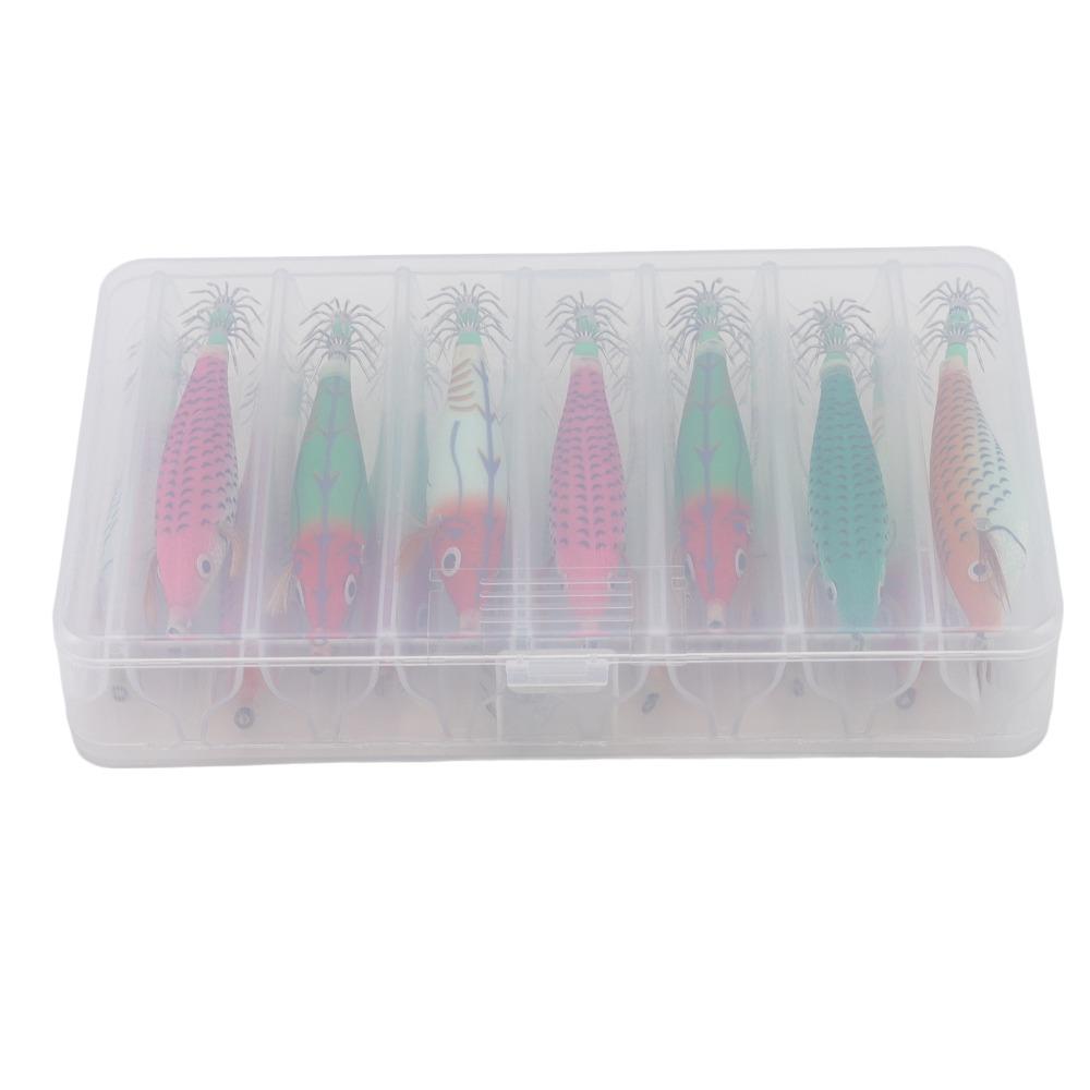 14PCS Luminous Squid Hook Lure 8cm Length Fishing Bait Durable Squid Jig Night Fishing