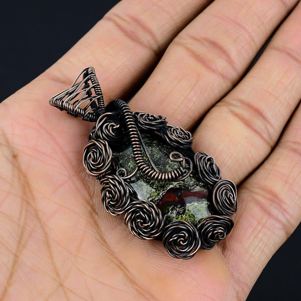 Подвеска из яшмы Драконьей крови, обернутая медной проволокой 999 пробы, Ювелирные изделия с подвеской из драгоценного камня ручной работы, Подарки для жены, Новая подвеска