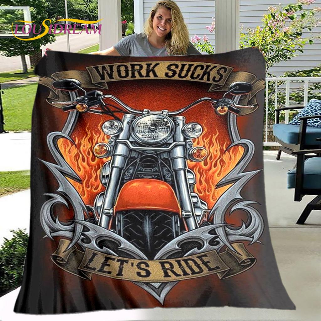 3D Retro Vintage Motorcycle Soft Plush Blanket,Flannel Blanket Throw Blanket for Living Room Bedroom Bed Sofa Picnic Cover Gift