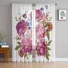 Розовые листья цветов Современные тюлевые шторы для гостиной, спальни, дома, кухни, окна, прозрачные шторы