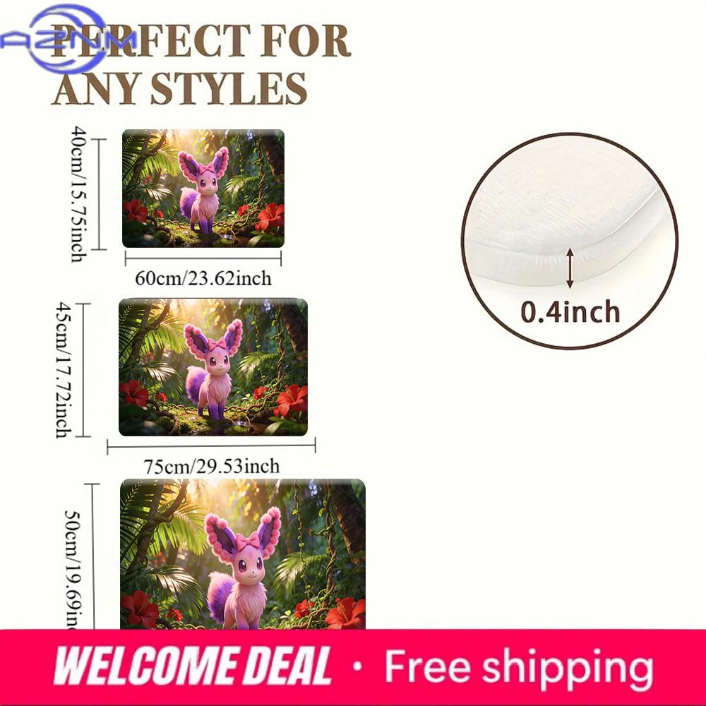 Pokemon Sylveon in Jungle Print Non-Slip Doormat for Home Indoor Decor