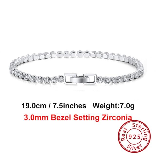 4mm Round Cut Tennis Bracelet In 925 Sterling Silver White Gold Woman Men Bracelets Bangle Jewelry Hand Chain Sb94
