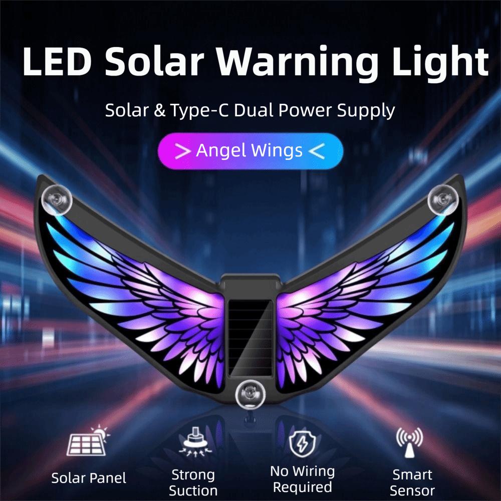 Wings Shaped LED Strobe Light Colorful Solar Wings Lamp Vibration Light Rear Tail Lamp SUV