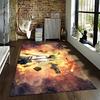 Explosive Game Scene Rug with Stylish Gamer in Action Suitable for use as an anti-slip game mat for living room and bedroom sofas