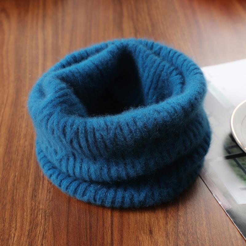 100% Wool Knitted Turtleneck Scarf Winter Autumn Warm Soft Ring Scarves Pattern Neck Warmer Fashion Snood Headband Female Fake