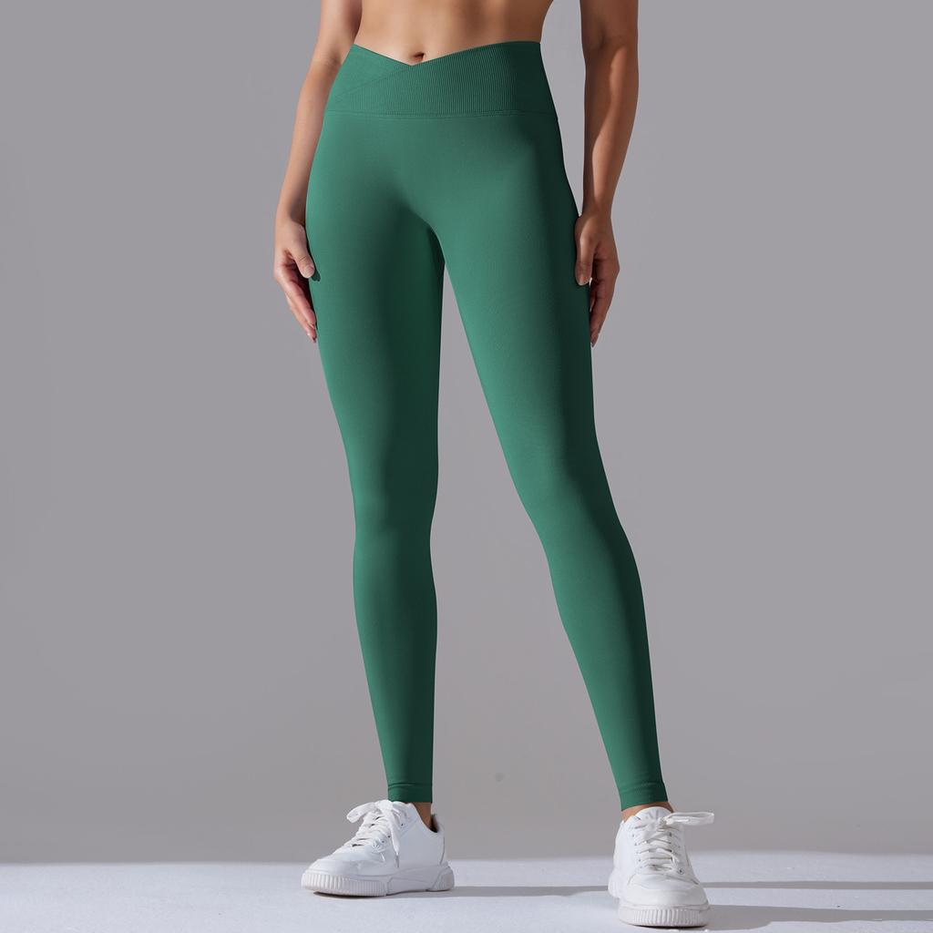 Seamless Tight Yoga Pants For Women, Crossed High Waisted Peach Hip Lifting Sports Pants, Breathable Quick Drying Fitness Pants For Women