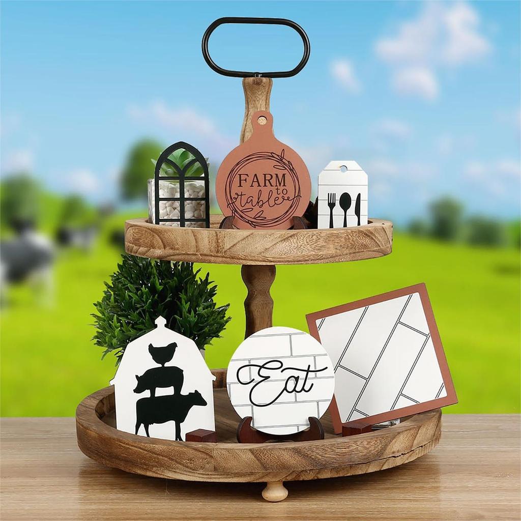 Home Layered Tray Decoration Set Retro Farm Desktop Layered Tray Ornaments Suitable For Home Desktop Shelf Decoration