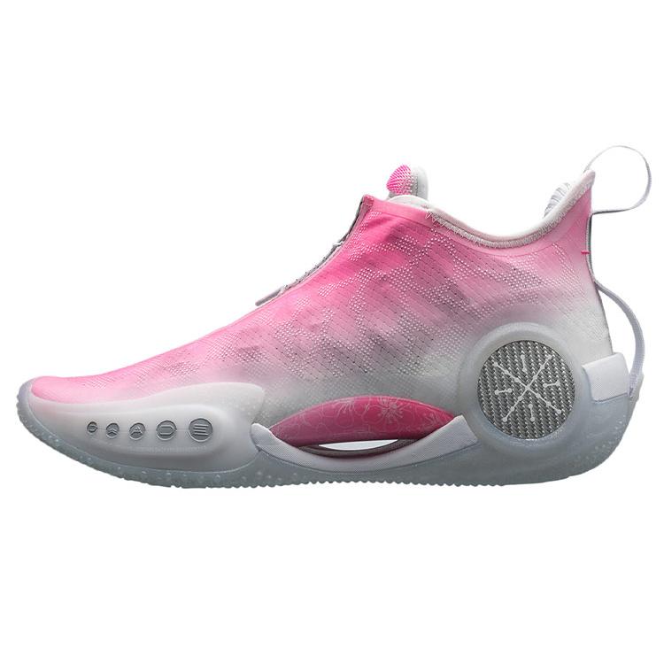 Баскетбольные кроссовки Li Ning WOW 9 Мужские Низкие Неоновый Свет Розовый/Стандартный Белый ABAR119-6
