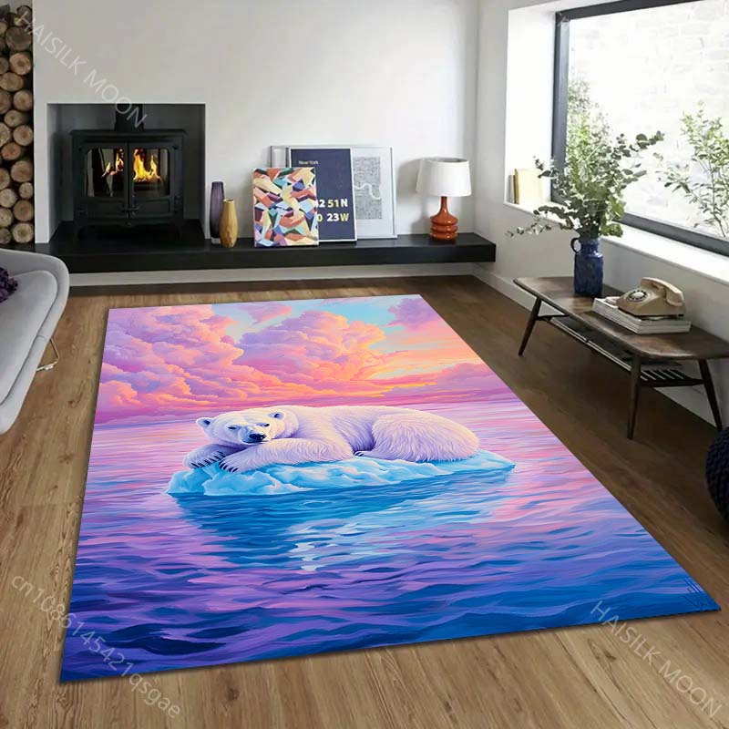 Multiple sizes Polar Bear Artistic Pattern Carpet for Living Room Bedroom Sofa Home Decor Non-slip Floor Mat Luxury Gift