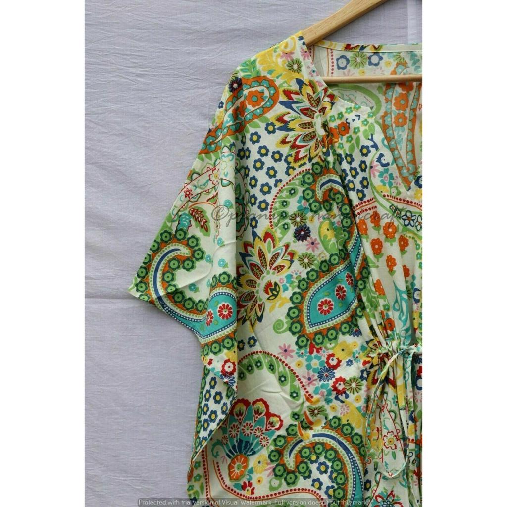 Индийское белое длинное платье-кафтан с принтом пейсли, кафтан макси, женское ночное платье CKFTN-SCRN-FULL-BUYIT-004