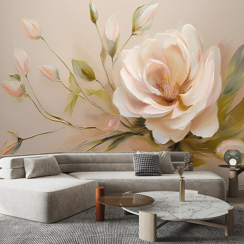 Wallpaper Rose Painted Flower