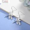 Ювелирные изделия 925 пробы стерлингового серебра хрустальные серьги стрекозы для женщины лучшая подруга подарки вечеринка свадьба