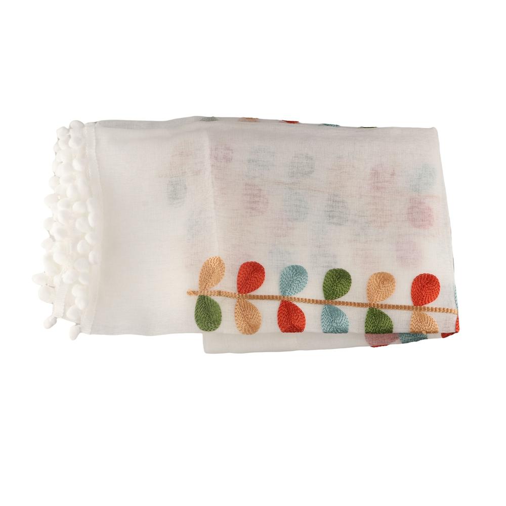 Embroidered Leaves Shower Curtains Four Color Short Curtains Home Decoration Voile Drapes Cafe