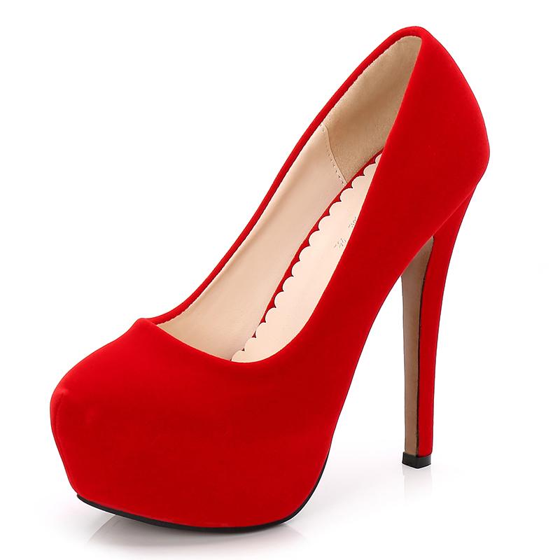 Женские туфли-лодочки на высоком каблуке 14 см, каблук 4 см, платформа, флокированная модель, свадебные туфли на шпильке, пикантные туфли большого размера 35–46