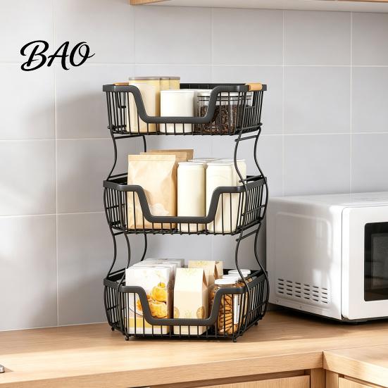 Heavy Duty Storage Stand 2/3 Layer Countertop Organizer Rack, Fruit Basket Stand, Carbon Steel Rack Space Saving for Kitchen, Pantry