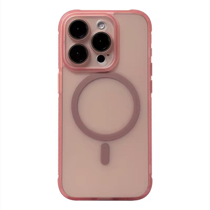 Frosted Translucent MagSafe Phone Case for iPhone 16 15 Pro Max 14 Pro 13 11 12 Trendy Wireless Charging Shockproof Back Cover