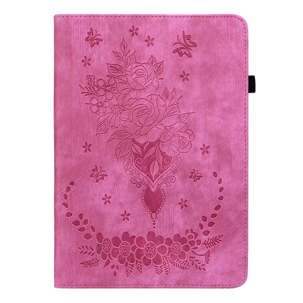 For Xiaomi Redmi Pad SE 4G 8.7 Inch Case Card Holder Anti-Scratch Leather Cover Rose Flower Imprint