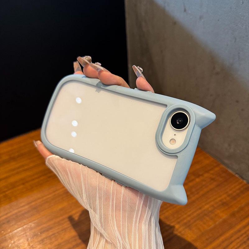 Роскошный милый прозрачный чехол для телефона с ушками кошки для iPhone 11 12 13 14 15 16 Pro Max Plus, прозрачный противоударный акриловый бампер, задняя крышка