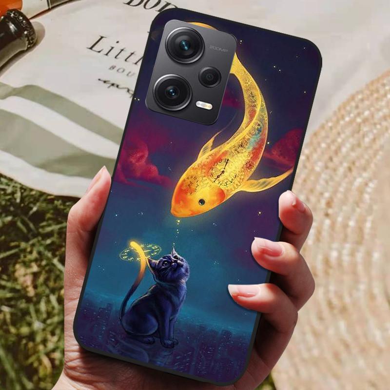 Чехол для Redmi Note 12 Pro 5G Чехлы Note12 Мягкий ТПУ Черный Силиконовый Чехол для Xiaomi Redmi Note 12 Pro+ 5G Plus Мультяшный Расписной