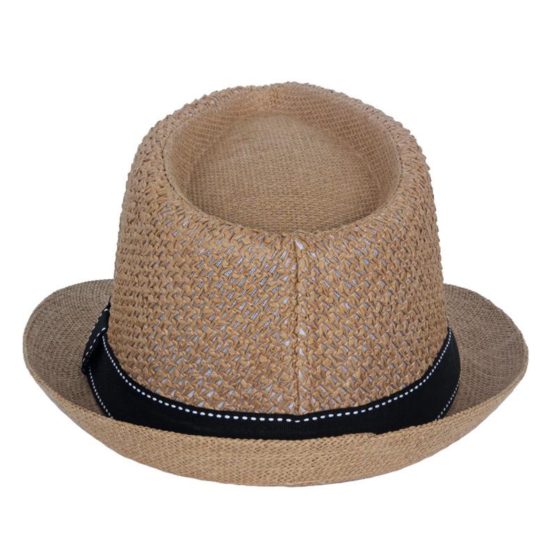 Summer Middle-Aged and Elderly Straw Hat Hollow Breathable Small Jue Hat Outdoor Sunscreen Sunshade Hat Jazz Topper Hat Bowler Hat