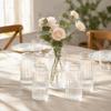 Nordic Style Clear Flower Vase Ribbed Design Cylinder Vases Modern Flower Arrangement  Living Room