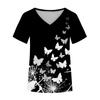 Butterfly Themed 3D Printed T-shirt V-neck 3D Printed Women's Short Sleeved T-shirt Top