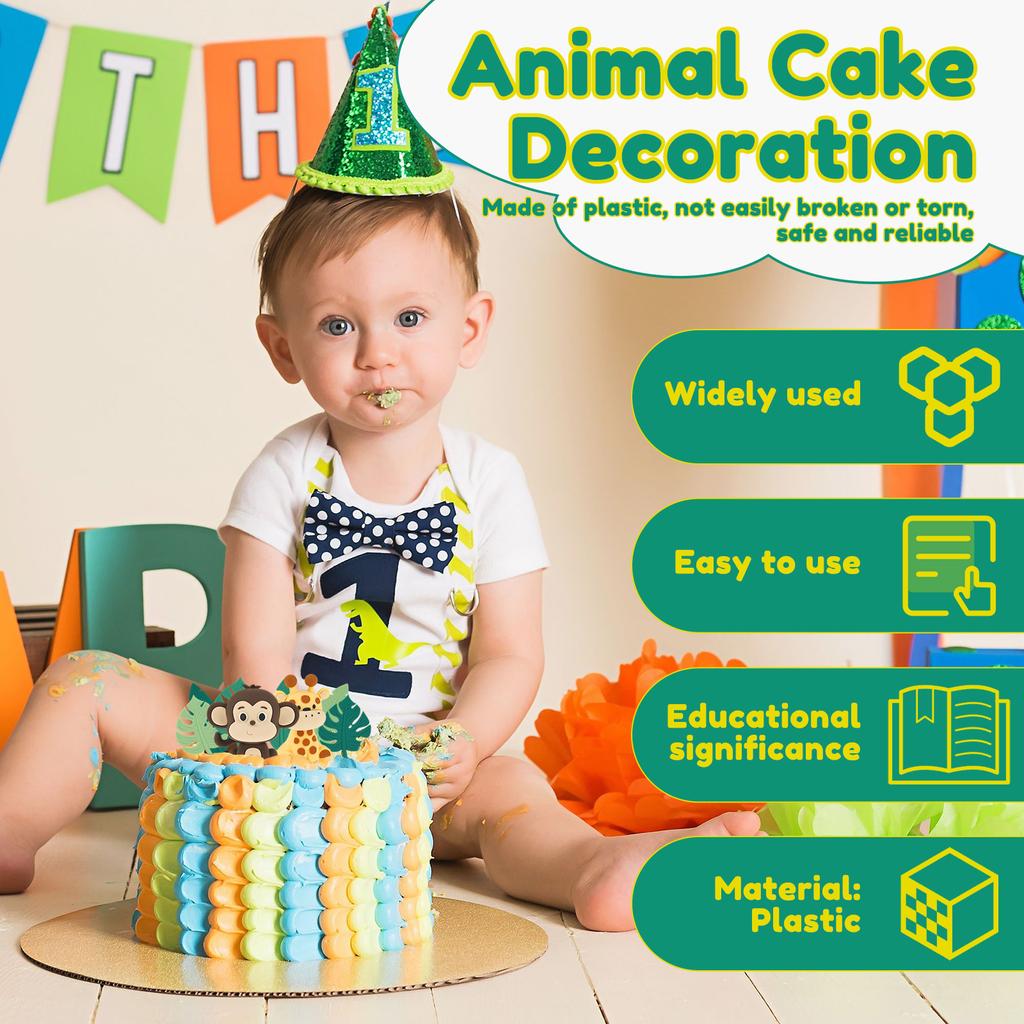 Топпер для торта Животные Сафари в джунглях Лев Жираф Обезьяна Слон для украшения торта на детский праздник, праздник, день рождения, милый подарок