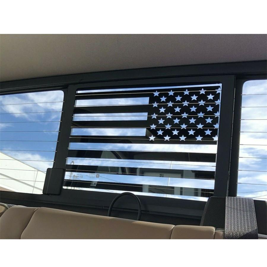 Black Rear Window Sticker American Flag Decal For 2004-18 Chevy Silverado Sierra