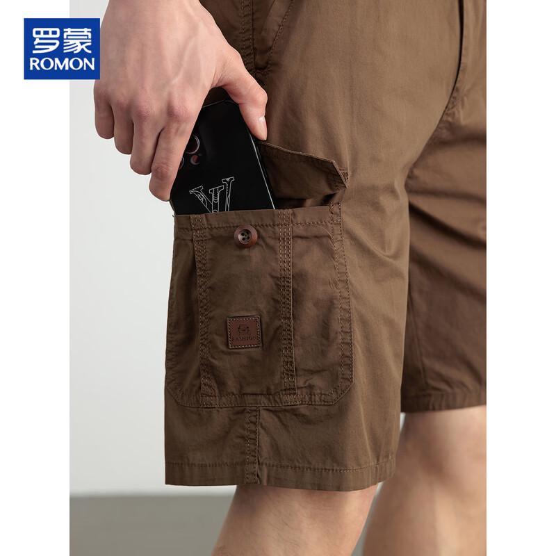 ROMON Men's 100% Cotton Loose Cargo Shorts