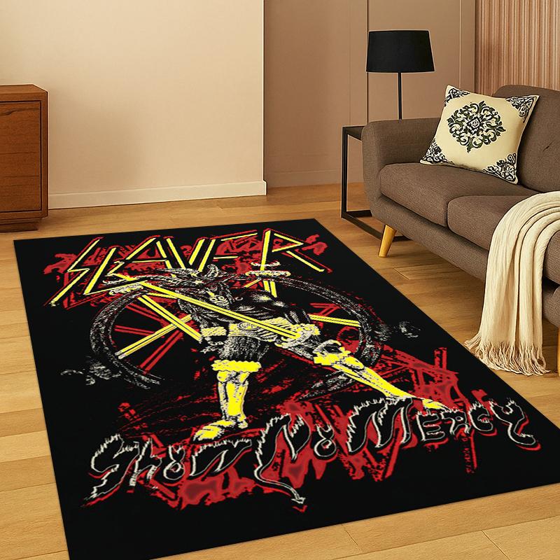 3D Ковер с логотипом хэви-метал группы Slayer для спальни, гостиной, дивана, прихожей, домашнего декора, коврик для детской игровой зоны, нескользящий