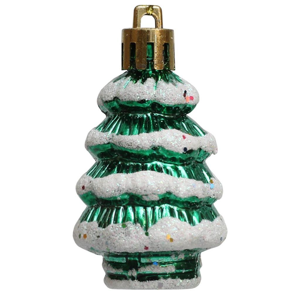 6Pcs/Box Painted Cedar Christmas Tree Ornament Plastic Christmas Decorations