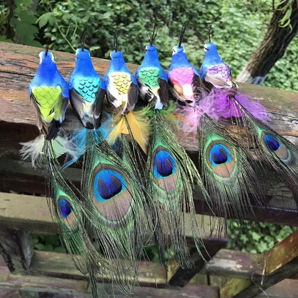 Мини-декор для комнаты Дом Сад Свадьба Перья Искусственные птицы Имитация птицы Искусственный павлин