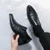 Fashion Retro Men High-heeled Loafers Black Brown Men Casual Comfortable Breathable Fashionable Small Leather Shoes Size 38-46 Men Shoes