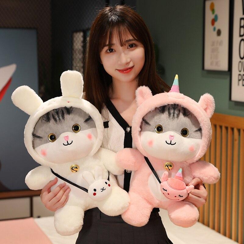 1 шт. 30/40 см Kawaii Cat плюшевые игрушки Прекрасный Косплей Единорог Динозавр Кролик Плюшевые Куклы Мягкая Подушка с Животными Для Детей