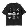 Минималистичные футболки с графическим принтом Streetwear Винтажные стираные футболки для мужчин и женщин Футболки с коротким рукавом