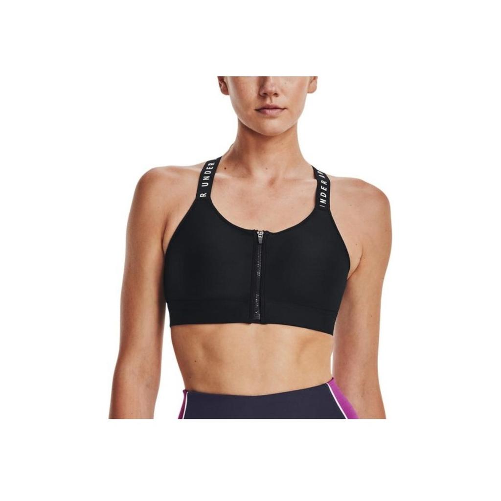 Under Armour Спортивный бюстгальтер Infinity High-Intensity с U-образным вырезом на спине и принтом логотипа, женское нижнее белье, черное 1373860-001