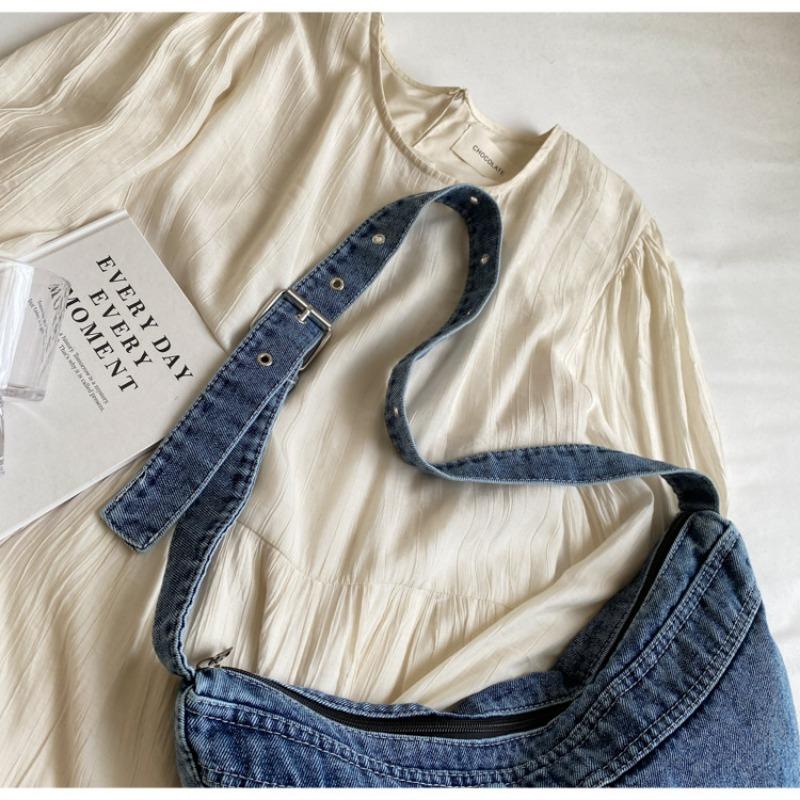 Студенческая сумка через плечо, японская джинсовая сумка Харадзюку для девочек, корейская универсальная сумка кроссбоди, женская сумка-пельмень через плечо